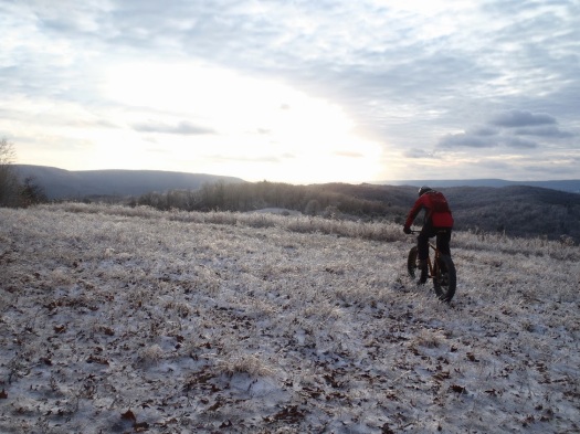 Riding across a field encased in ice on Thanksgiving Day.