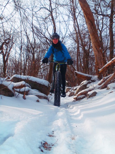 Navigating the rocks on the ridge. 